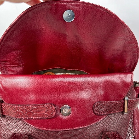 L.K.BENNETT LONDON BURGUNDY RED SNAKESKIN LEATHER  HANDBAG SATCHEL - Picture 11 of 16